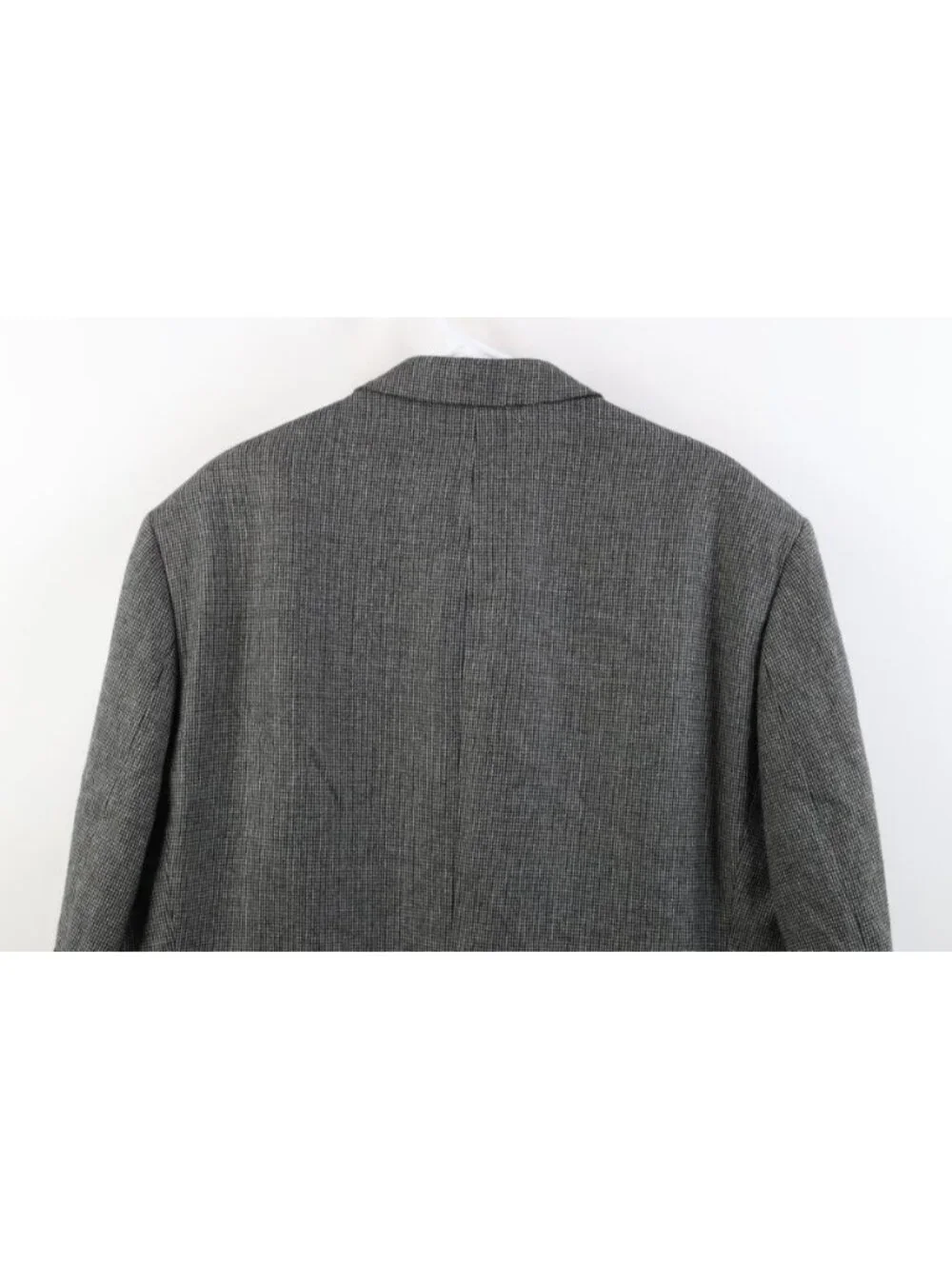 Ralph Lauren Mens 48L Wool Houndstooth Suede Elbow Patch Suit Blazer Jacket Gray
